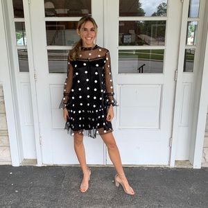 CHIC NYC brand Black dress with white polka dots